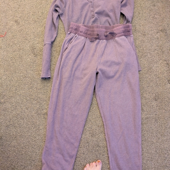 Women's Purple Ribbed Lounge Set - Picture 3 of 4